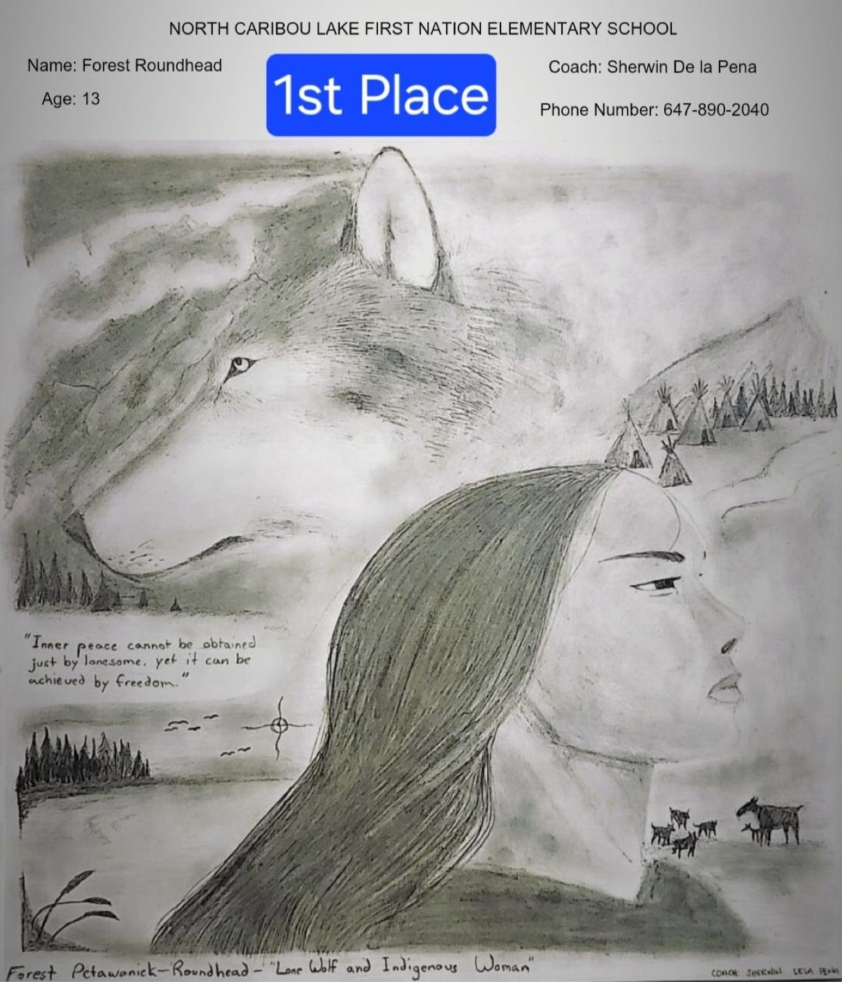 Forest Roundhead, Grade 7 student got 1st place in the 2024-NAN Youth Art Contest.